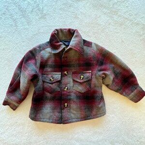 Lil Hickory Burgundy & Black Plaid Shirt with Quilted Lining- Size 6 M